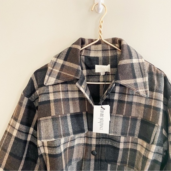 Divine Heritage XS NWT Wool Blend Plaid Check Belted Tie Waist Work Shirt Jacket - Picture 5 of 14